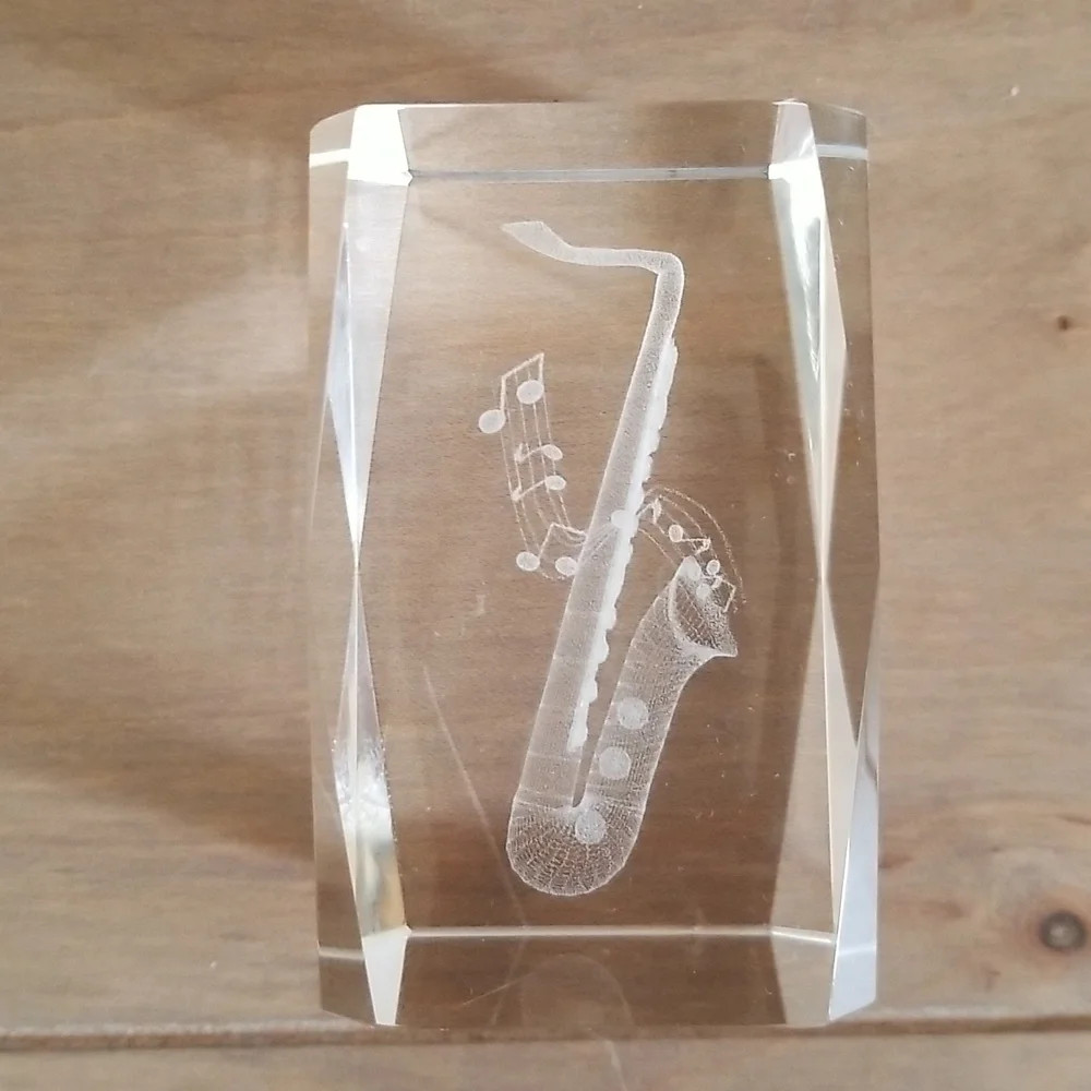Crystal Prism Glass with Saxophone